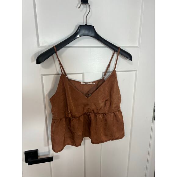 Francesca’s Shannon Satin Babydoll Top NEW Size XL Extra Large Cropped Tank - Picture 3 of 10